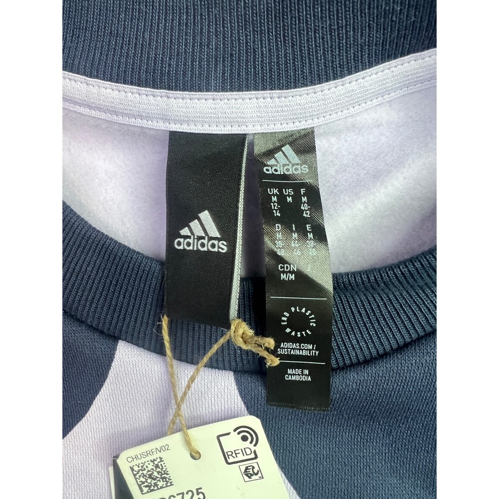Adidas Marimekko Unikko Sweatshirt Womens M Purple Navy Pullover HS6725 New - Picture 5 of 10